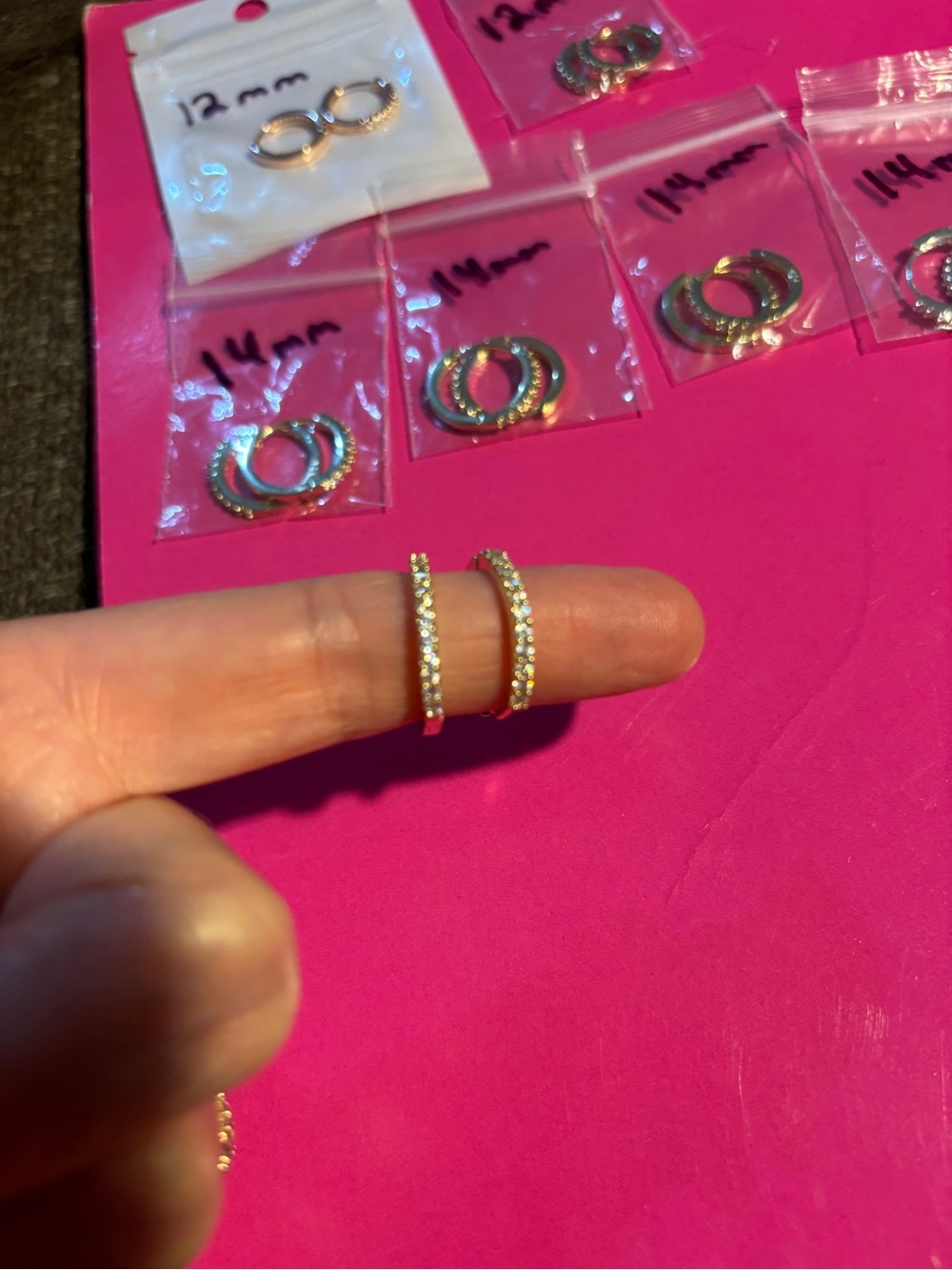 Gold Crystal Pavé Huggie Hoop Earrings - Elegant Gold Sparkle